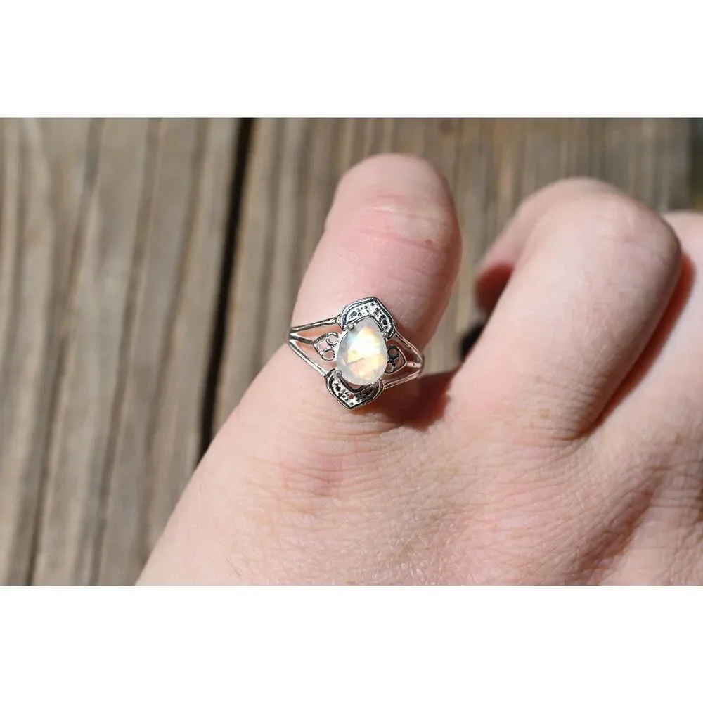 Engagement ring Moonstone sterling silver ring American made